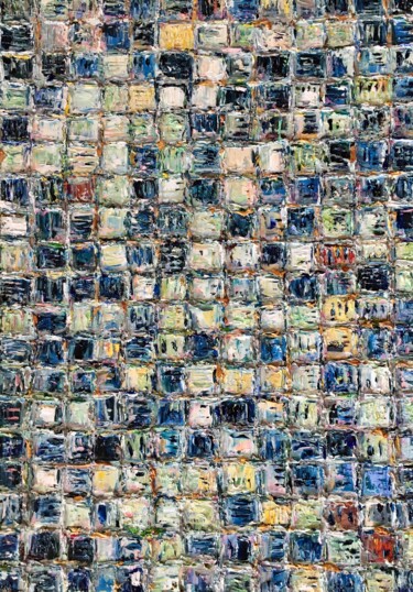 Abstract Squares Modern Impasto Oil Painting On Canvas 绘画 标题为“Abstract Squares Mo…” 由Vilma Gataveckiene, 原创艺术品, 油