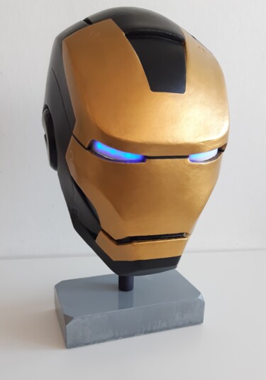 Sculpture intitulée "iron man BLACK&GOLD" par Lightboarder, Œuvre d'art originale, Résine