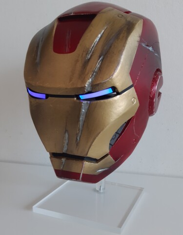 Sculpture intitulée "iron man BATTLE DAM…" par Lightboarder, Œuvre d'art originale, Résine