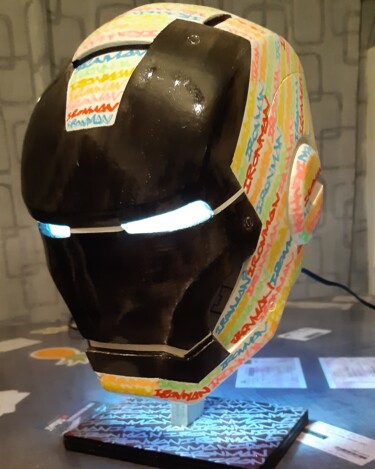 Sculpture intitulée "iron man STREET ART…" par Lightboarder, Œuvre d'art originale, Résine
