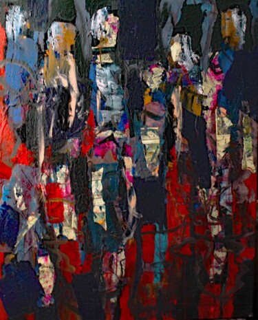 Painting titled "LES NOCTAMBULES" by Jacques Donneaud, Original Artwork, Acrylic Mounted on Wood Stretcher frame