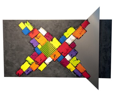 Peinture intitulée "TRIANGLE MULTICOLORE" par Fabienne Rosalina, Œuvre d'art originale, Acrylique