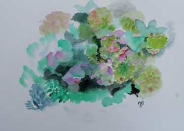 Dessin intitulée "Ortensias" par Valérie Blum (Valery), Œuvre d'art originale, Aquarelle