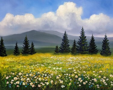 绘画 标题为“Berge und Blumen 7.…” 由Olga Hanns (O. Hanns), 原创艺术品, 油