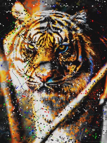 绘画 标题为“ABSTRACT ART ANIMAL…” 由Diogo Cruz, 原创艺术品, 数字油画 安装在木板上