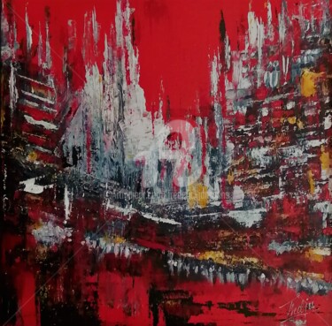 Peinture intitulée "Rouge Heure" par Frederic Janssens (Fredj), Œuvre d'art originale, Acrylique