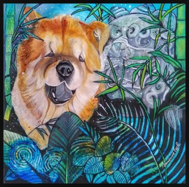 Peinture intitulée "Chow fu" par Sandrine Engle, Œuvre d'art originale, Acrylique Monté sur Châssis en bois