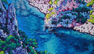 Peinture intitulée "Calanque en été" par Gwendoline Pieters, Œuvre d'art originale, Huile Monté sur Châssis en bois