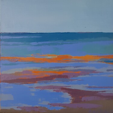 Painting titled "Cabourg, fin de jou…" by Anne Fersit, Original Artwork, Oil Mounted on Wood Stretcher frame