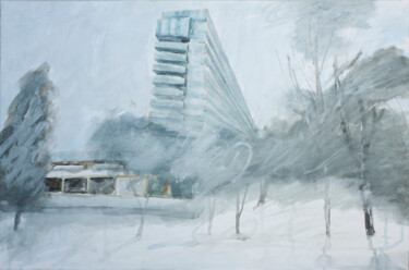 Painting titled "Winter" by Victor Ciobanu, Original Artwork, Watercolor Mounted on Other rigid panel