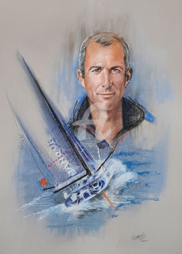 Peinture intitulée "Portrait d'Armel Le…" par Paul Lebrun, Œuvre d'art originale, Pastel