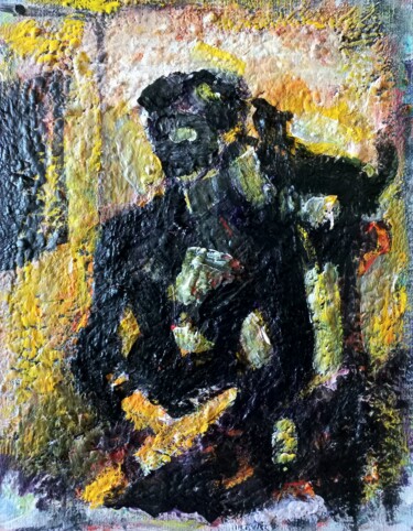 Painting titled "" damme noir.."" by Sam Keusseyan, Original Artwork, Acrylic