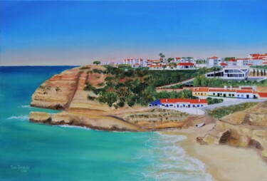 Aldeia de Benagil (Lagoa, Algarve) Painting titled "Aldeia de Benagil (…" by Inês Dourado, Original Artwork, Oil Mounted on Wood Stretcher frame