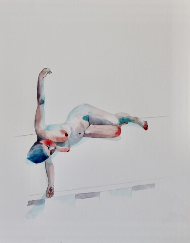 Painting titled "Stretching" by Olga Petrova, Original Artwork, Watercolor
