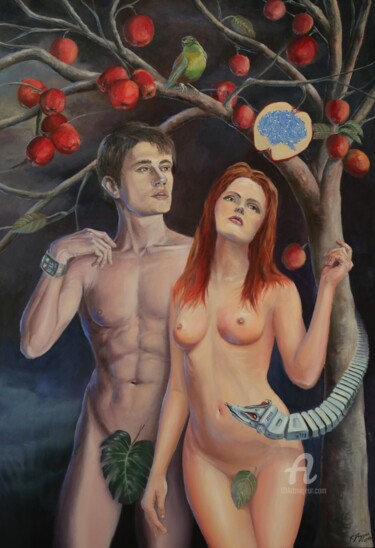 绘画 标题为“Adam and Eva” 由Renata Drygas, 原创艺术品, 油