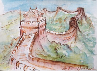 Peinture intitulée "Muraille de Chine" par Christian Eprinchard, Œuvre d'art originale, Aquarelle
