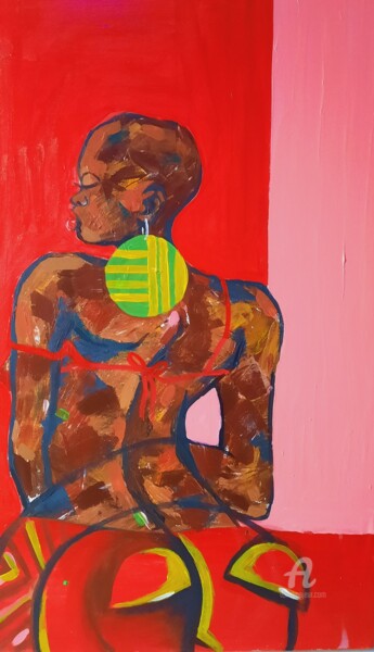 Painting titled "Radiant Melanin (Ob…" by Kwesi Ofori Appiah, Original Artwork, Acrylic