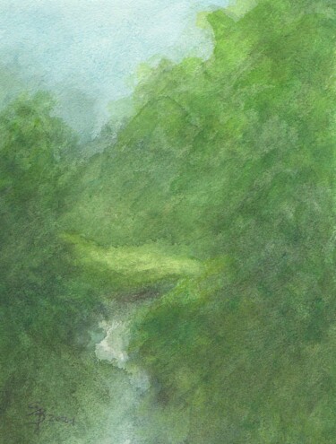 Painting titled "Sommernachmittag" by Stefan Bock, Original Artwork, Watercolor