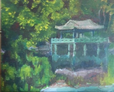 Painting titled "Temple bouddhiste a…" by Leisden, Original Artwork, Acrylic