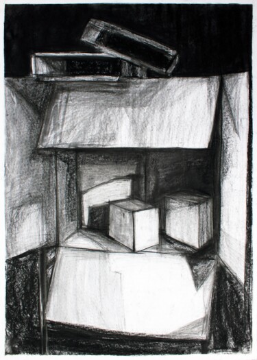 제목이 "Still Life with Box…"인 그림 Pamela Rys로, 원작, 숯