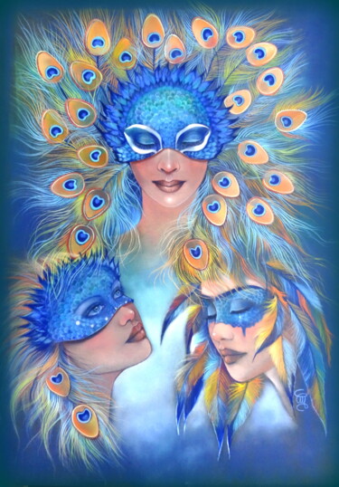 Painting titled ""résonances"" by Christine Mergnat, Original Artwork, Pastel