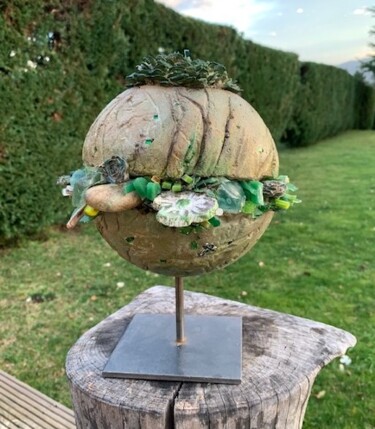 Scultura intitolato "cactus vert sapin" da Françoise Vantaux, Opera d'arte originale, Calcestruzzo