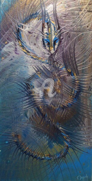绘画 标题为“Le Souffle du Drago…” 由Fabien Dessoly (Symbolic Art BZH), 原创艺术品, 丙烯 安装在木质担架架上