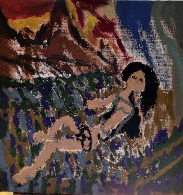 Painting titled "La fanciulla sui fi…" by Roberto Capritti, Original Artwork, Oil