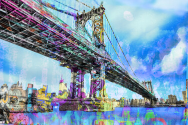 Painting titled "New York City Manha…" by Tony Rubino, Original Artwork, Acrylic Mounted on Wood Stretcher frame