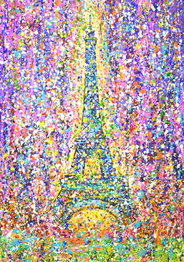 Holiday. Eiffel Tower. Peinture intitulée "Holiday. Eiffel Tow…" par Iryna Kastsova, Œuvre d'art originale, Acrylique