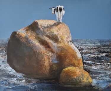 Painting titled "comme une vache sur…" by Bernard Maignan, Original Artwork, Acrylic