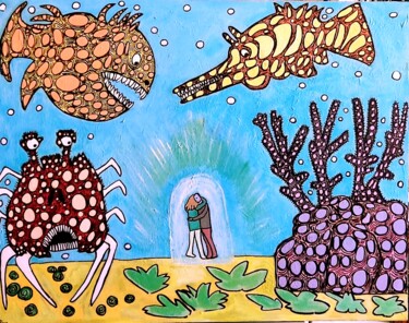 Peinture intitulée "Les amours d'eau" par Aorlius, Œuvre d'art originale, Acrylique