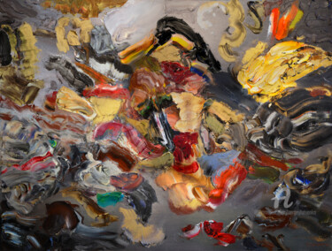 제목이 "Moodboard"인 미술작품 Sergey Lutsenko로, 원작, 기름 나무 들것 프레임에 장착됨