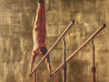 제목이 "Golden gymnast"인 미술작품 Anatassia Markovskaya로, 원작, 기름 나무 들것 프레임에 장착됨