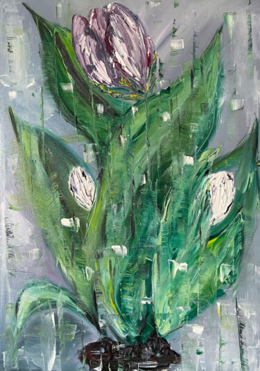 绘画 标题为“FLOWERS TULIPS” 由Helen She, 原创艺术品, 油