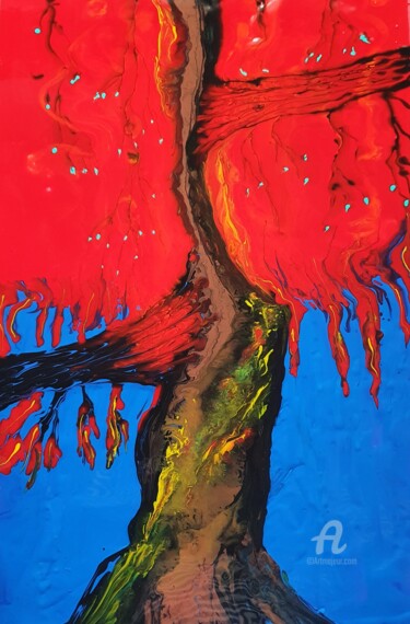 Pintura titulada "forest fires" por Natalja Surikova, Obra de arte original, Acrílico