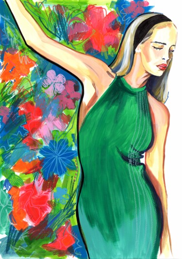 FLOWER BLOSSOM GIRL Drawing titled "FLOWER BLOSSOM GIRL" by Sasha Robinson, Original Artwork, Acrylic