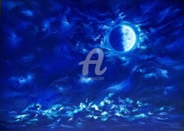 HALF MOON Peinture intitulée "HALF MOON" par Constantin Popescu, Œuvre d'art originale, Huile Monté sur Châssis en bois
