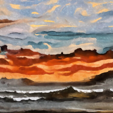 Magical sea sunset Digital Arts titled "Magical sea sunset" by Bachir Reddioui, Original Artwork, Digital Painting