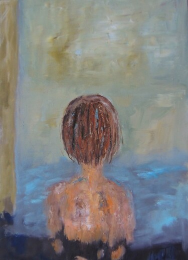 Schilderij getiteld "EXPECTATION" door Eleni Pappa Tsantilis, Origineel Kunstwerk, Olie Gemonteerd op Frame voor houten bran…