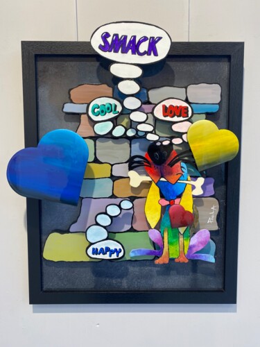 Peinture intitulée "Happy Dog" par Alain Paul (PaulA), Œuvre d'art originale, Acrylique Monté sur Panneau de bois