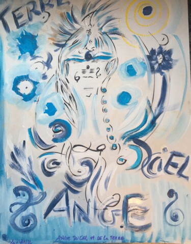 「Ange du Ciel et de…」というタイトルの絵画 Nathalie Bellangerによって, オリジナルのアートワーク, アクリル