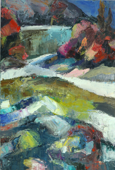 Painting titled "Nature6" by Homayoon H, Original Artwork, Oil