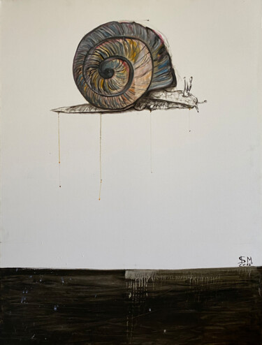 Painting titled "4werр4р / Imprints…" by Leni Smoragdova, Original Artwork, Oil Mounted on Wood Stretcher frame