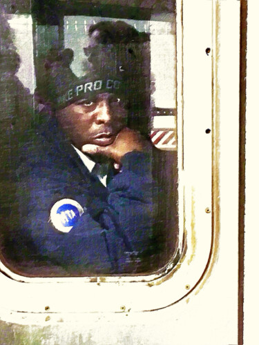 Pintura intitulada "Subway Conductor Ne…" por Tony Rubino, Obras de arte originais, Acrílico Montado em Armação em madeira