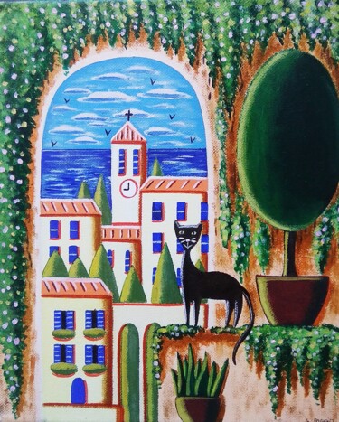 Été méditerranéen Peinture intitulée "Été méditerranéen" par Sabrina Riggio, Œuvre d'art originale, Acrylique Monté sur Châssis en bois