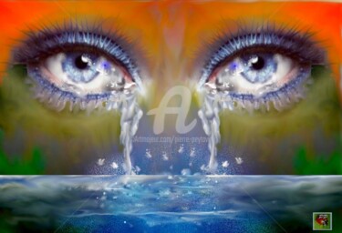 Artes digitais intitulada "WATERY FOUNTAIN" por Pierre Peytavin, Obras de arte originais, Foto Montagem