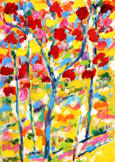 Peinture intitulée "Pinède1" par Jean Mirre, Œuvre d'art originale, Huile