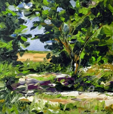 Painting titled "August 08/22" by Erik Rabot, Original Artwork, Oil Mounted on Cardboard