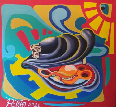 Peinture intitulée "La moule rieuse" par Christophe Peccini (PETCHO), Œuvre d'art originale, Acrylique